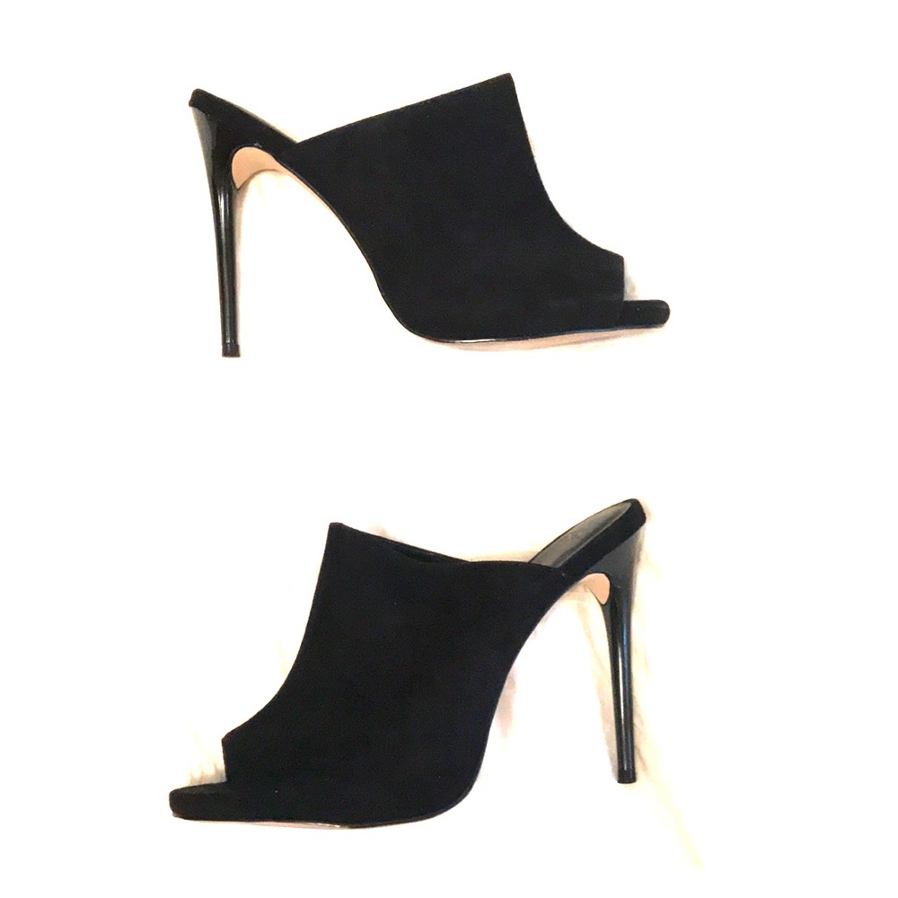 Asos black suede open-toe heels